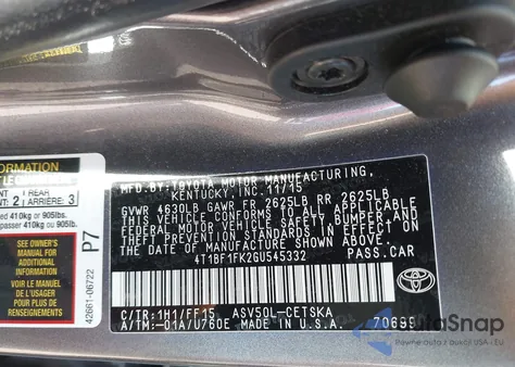 2016 Toyota Camry Se z USA, uszkodzony, nr VIN 4T1BF1FK2GU545332